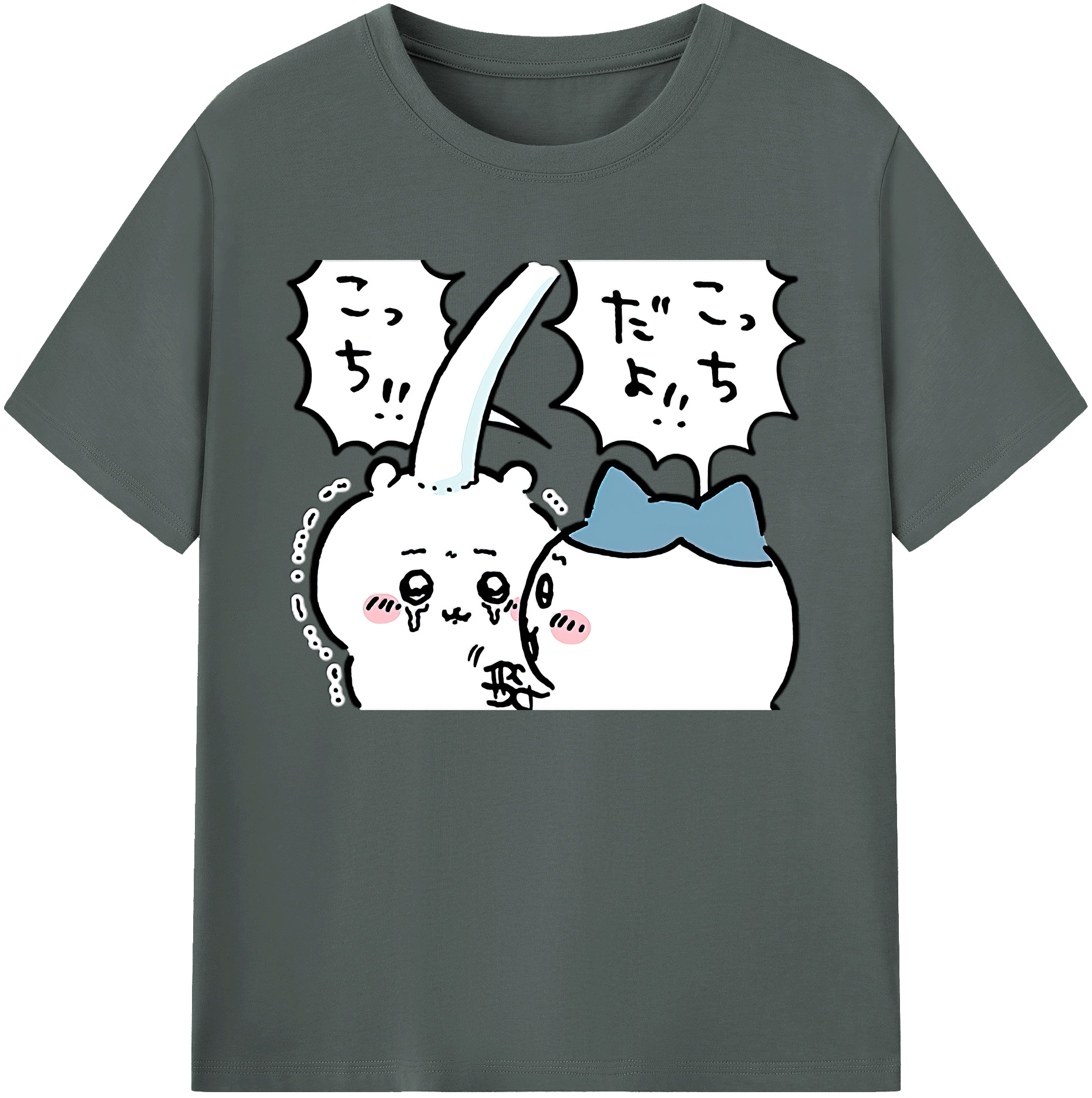 （画像用） ちいかわ ハチワレ Chii-kawa hachiware 綿100％ メンズ半袖Tシャツ｜肌触りやわらか＆通気性